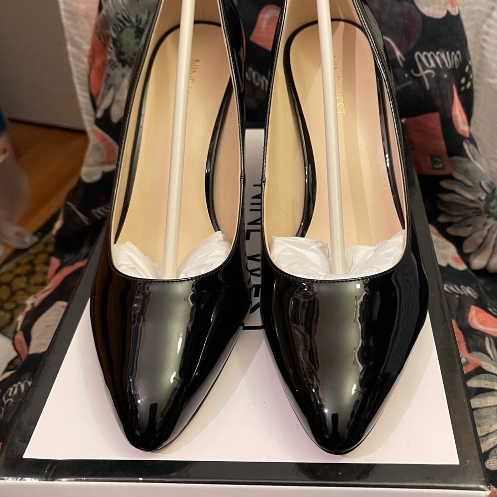 Nine West Scheila Block-Heel Pumps 8M New with Box